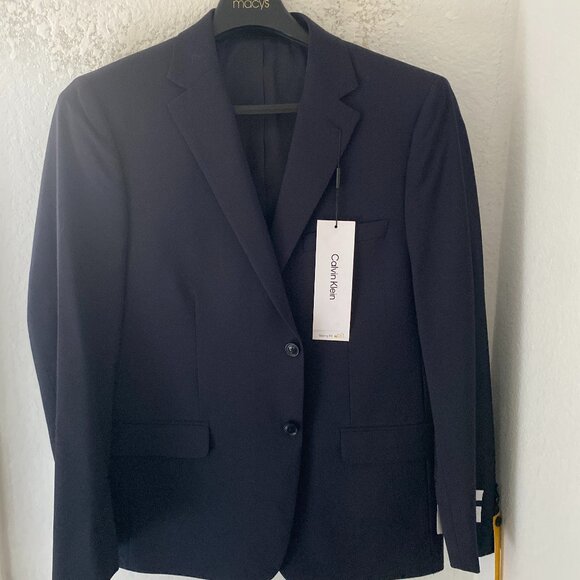 Men's Skinny Fit Calvin Klein Navy Blue Suit Jacket Size 44R